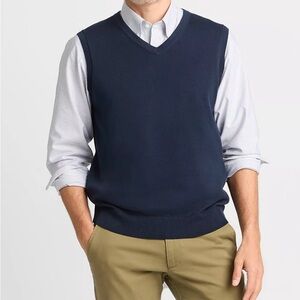 Lands' End Men's V-neck 100% Supima Cotton V-Neck Navy Sweater Vest